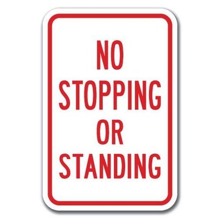Signmission No Stopping Or Standing Sign 12inx18in Heavy Gauge Aluminum Signs, A-1218 Emergency - No Stop Stand A-1218 Emergency - No Stop Stand